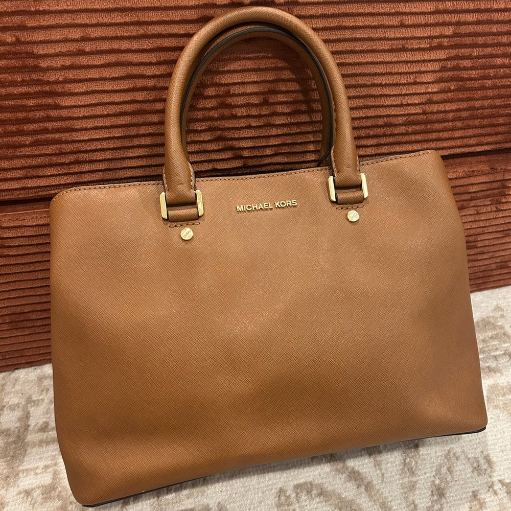 Michael Kors Brown Leather Purse with Gold Accents